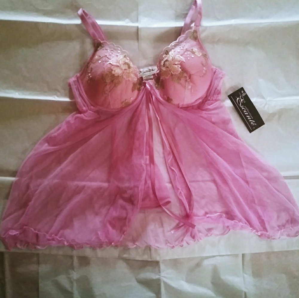 Open Demi-Chemise and Matching Bikini Set